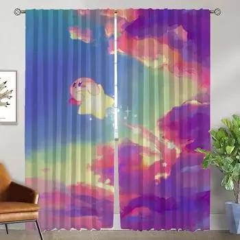 Modern Living Room Curtains 2 Pieces K-Kirbyes Tulle for Bedroom Shades Blackout Curtain Home Interior Curtains Partition Camera W50xH70cmx2pcs-CL