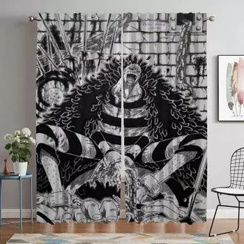 Modern Living Room Curtains 2 Pieces O-piece Tulle for Bedroom Shades Halloween Decoration Partition Blackout Curtain Kitchen W50xH70cmx2pcs-CL