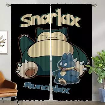 Modern Living Room Curtains 2 Pieces P-pokemones Halloween Decoration Partition Window Curtain Home Interior Curtains for Camera W50xH70cmx2pcs-CL