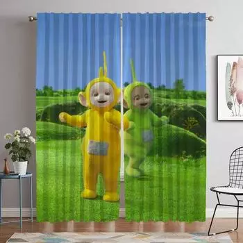 Современные шторы для гостиной, 2 шт., детские шторы с изображением телепузиков, затемняющие шторы для комнаты, 2 панели, перегородка для украшения на Хэллоуин W50xH70cmx2pcs-CL