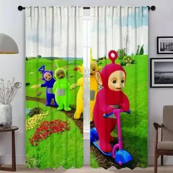 Modern Living Room Curtains 2 Pieces Teletubbies Shades Blackout Curtain for Room 2 Panel Halloween Decoration Tulle for Bedroom W50xH70cmx2pcs-CL