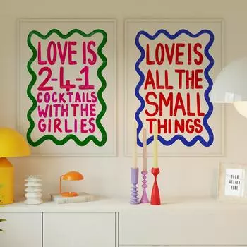 Modern Love Is 2-4-1 Cocktails Love Is All The Small Things Quotes Wall Art Prints Canvas Painting Poster Pictures Living Room 21x30cm No Framed