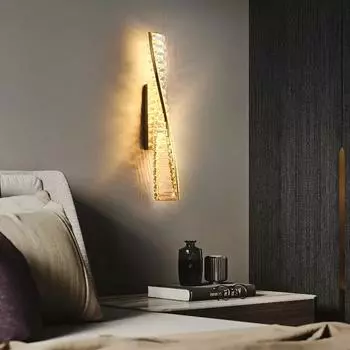 Modern luxury crystal wall lamp smooth LED wall lamp KTV bedroom hotel villa bathroom living room home decoration lighting 3 color changeable