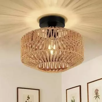 Modern Modest Ceiling Lamps Handwoven Ceiling Chandelier Lamps for Room Living Room Kitchen Home Dining Room NO BULB чёрный