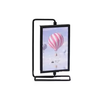 Modern Photo Frame Ornament Rotating Metal Photo Frame Creative Bedroom S-Black