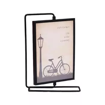 Modern Photo Frame Ornament Rotating Metal Photo Frame Creative Bedroom M-Black