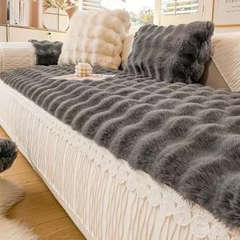 Modern Plush Sofa Cover Cushion Winter Warm Non-slip Slipcover Home Decor Couch Cover Sofa Towel Living Room Thicken Sofa Cover 70x70