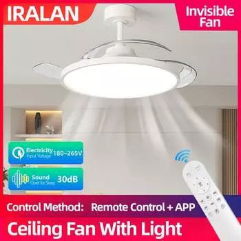 Modern Silent Ceiling Fan With Lights Remote Control Bedroom Decor Ventilator Lamp Air Invisible Blades Retractable Ceiling lamp 220V