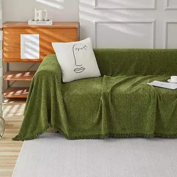 Modern Simple Chenille Herringbones Sofa Cover Cloth Four Seasons Universal Towel Solid Color Full Wrap Cover Cloth Sofa Blanket 90x180cm 1pcs