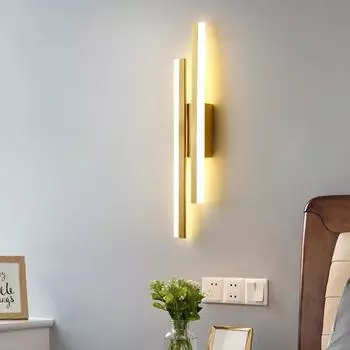 Modern Simple Led Wall Lamp Strip Light length 90-260V Bedroom Bedside Living Room Background Decoration Hotel Engineering Tricolor