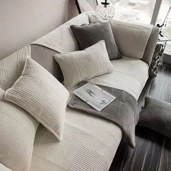 Modern Simple Milky White Fashion Sofa Cushion Thickened Non-Slip Sofa Cover Autumn and Winter Four Seasons Three-Seat Sofa Cushion 70*70