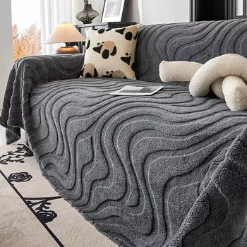 Современный простой плюшевый диван-полотенце, пылезащитный и теплый чехол для дивана, универсальный универсальный чехол, шерстяное одеяло с ворсом 180*90cm