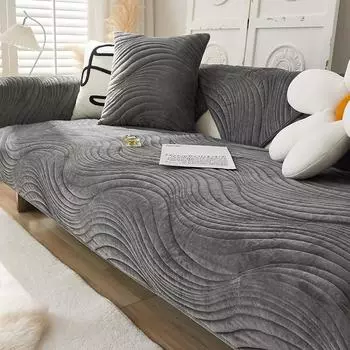 Modern Simple Sofa Cushion Winter Thickened Fleece Cloth Non-Slip Stain-Resistant Leather Sofa Nordic Sofa Slipcover Cover Cloth High-Grade 70*70cm