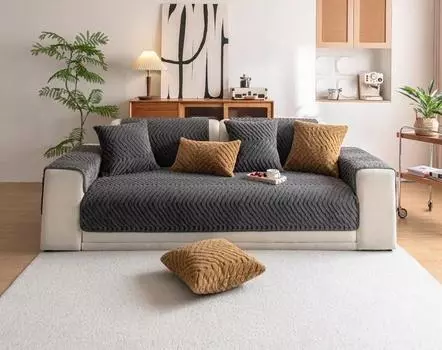 Modern Simple Solid Color Sofa Cushion Winter Thick Anti Slip Plush Seat Cushion Leather Sofa Cover New Winter Cover Cloth 90x70