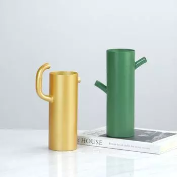 Modern Simple Vase Geometric Birch Flower Ware Model House Home Living Room Green Gold Metal Flower Arrangement Ornaments 110 * 70 * 230 gold