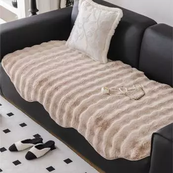 Modern Sofa Towel Thicken Rabbit Plush Irregularity Sofa Slipcover Universal Non-slip Super Soft Sofa Towel Couch Cushion 90x90