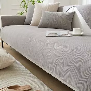 Modern Solid Color Chenille Sofa Cushion Universal New Anti-slip Cushion All Seasons Universal Striped Sofa Cover Backrest Towel 70x70cm 1pcs