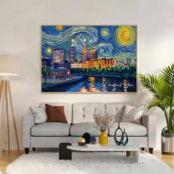 Modern Starry Night And City Skyline Canvas Paintings And Prints Wall Art HD Pictures For Living Room Home Decor Frameless Gifts 21x30cm No Framed
