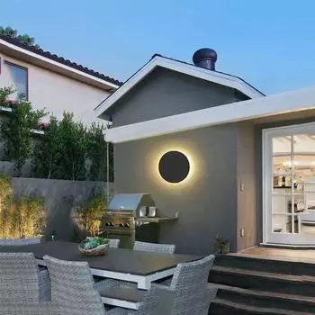 Modern Style IP65 Waterproof Outdoor LED Wall Lamp Aluminum Round Wall Light Garden Porch Sconce Light 96V 220V Sconce Luminaire warm white