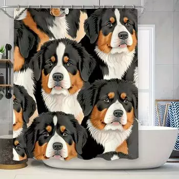 Modern Style Pet Dog Print Shower Curtain Waterproof Bath Decoration Home Decor Customizable Size Available 90x180cm
