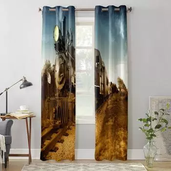 Современные оконные шторы для гостиной, ретро-стиль, пейзажные шторы для детской спальни, кухни, декор, жалюзи, занавески 135W x 60H(cm) x1