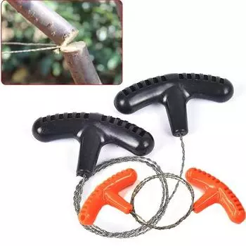 Модернизация 60 см Ручная ручная стальная веревка Цепная пила Практичная портативная аварийная экипировка для выживания Наборы стальной проволоки Дорожные инструменты Открытый Кемпинг Туризм Length 60CM оранжевый