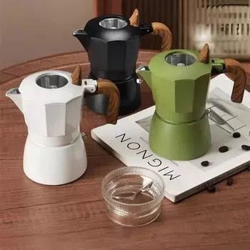 Модернизированная двухклапанная кофеварка Moka Pot Двухклапанная экстракция Hollow Visual Espresso Pot Профессиональное домашнее кафе Уличное кофейное оборудование белый