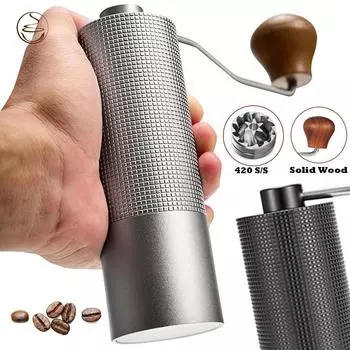 Модернизированная ручная кофемолка, коническая кофемашина, алюминиевый ромбический корпус, 420 S/S, шлифовальный стержень, ручка из цельного дерева, 25 г Black 5 Core