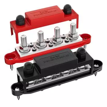 Модернизированная шина 250A 12V, блок распределения питания аккумулятора, автомобильная аудиосистема, шина постоянного тока 12 В, 4 стойки 3/8 дюйма, 6 винтов #8 для морского применения