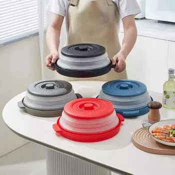 Модернизированная складная крышка для микроволновой печи, вентилируемая крышка для защиты от брызг в микроволновой печи, корзина для чистки овощей и фруктов, кухонный гаджет синий