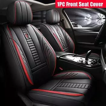 Модернизированная водонепроницаемая прочная дышащая универсальная защитная подушка на переднее сиденье, роскошный чехол из искусственной кожи с полным чехлом на переднее сиденье (Только один чехол на сиденье) One Seat чёрный/белый