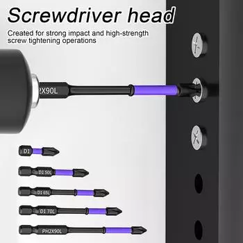 Модернизированная высокопрочная и мощная магнитная бита, набор из 6 магнитных бит для отверток, набор бит для ударных отверток, новый обновленный набор магнитных отверток 2023 года One Size