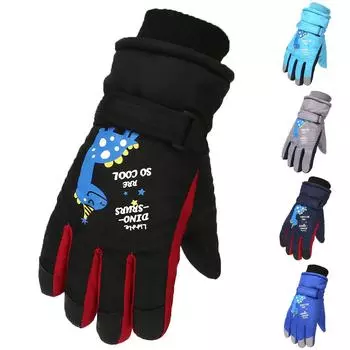 Модернизированные детские лыжные перчатки для улицы, велосипедные перчатки, зимние теплые перчатки для альпинизма, водонепроницаемые One Size чёрный