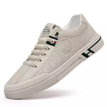 Модернизированные мужские туфли с дышащей сеткой, красно-белые туфли, модная мужская повседневная обувь с мягкой подошвой и перфорацией 39 белый