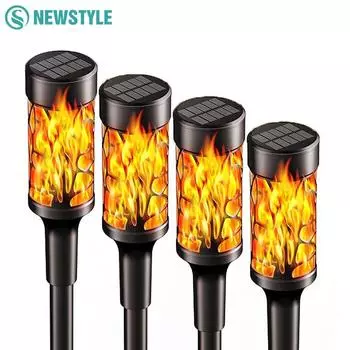 Модернизированные солнечные фонарики с пламенем, уличные водонепроницаемые светодиодные фонарики с мерцающим пламенем, садовые фонари, ландшафтное украшение, двор, патио 1pc
