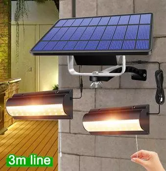 Модернизированные солнечные подвесные светильники для улицы и помещения с автоматическим включением и выключением солнечной лампы для сарая, комнаты, балкона, курицы с выдвижным выключателем и линией 3 м 1-BLACK-WARM-2000MAH