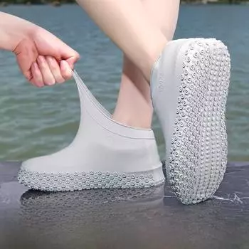 Модернизированные утолщенные нескользящие силиконовые водонепроницаемые бахилы для улицы Small S (28-34) серый