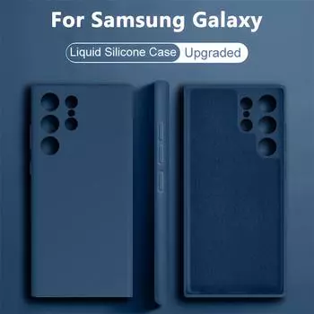 Модернизированные жидкие силиконовые чехлы для Samsung Galaxy S24 S23 Ultra S22 Plus S21 FE S20 A54 A53 A52 A34 A14 5G, мягкий чехол, аксессуары S23 Ultra чёрный
