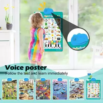 Модернизированный электронный алфавитный плакат, игрушки для малышей, интерактивные игрушки, настенная таблица алфавита, таблица ABC для малышей, обучающие игрушки для детей 1, 2, 3, 4 лет One Size