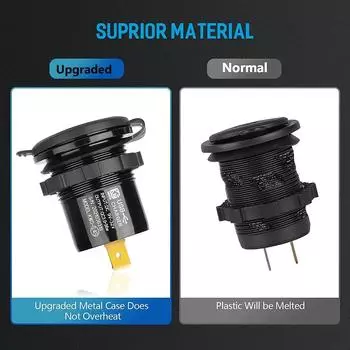 Модернизированный алюминиевый 36 Вт QC3.0 с двумя портами USB, автомобильное быстрое зарядное устройство, розетка 12 В/24 В, адаптер с вольтметром для лодки, внедорожника, седана, автофургона