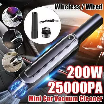 Модернизированный автомобильный пылесос 200 Вт, беспроводной/проводной мини-портативный бытовой автомобильный пылесос двойного назначения для сухой и влажной уборки, принадлежности для дома/автомобиля Wired