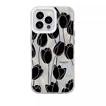 Модернизированный блестящий серебристый чехол с цветочным принтом тюльпанов, защитный противоударный чехол на всю заднюю панель для iPhone Samsung iPhone 7 / iPhone 8 разноцветный