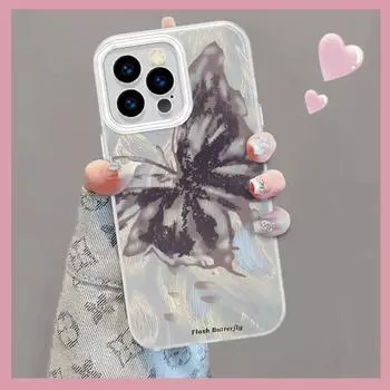 Модернизированный блестящий серебристый чехол с рисунком в виде бабочек, защитный противоударный чехол на всю заднюю панель для iPhone Samsung iPhone 7 / iPhone 8 разноцветный