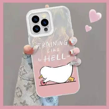 Модернизированный блестящий серебристый чехол Training Duck Cute Cat Printed Protective Shell противоударный чехол на всю заднюю панель для iPhone Samsung iPhone 7 / iPhone 8 разноцветный