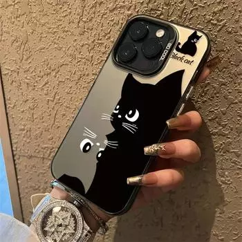 Модернизированный чехол IMD Fashion с милым принтом кота и медведя, противоударный защитный мягкий чехол TPU с полной задней крышкой для iPhone Samsung iPhone 15 Pro Max