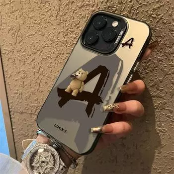 Модернизированный чехол IMD с буквами AZ и цветочным принтом, противоударный защитный мягкий чехол TPU с полной задней крышкой для iPhone Samsung iPhone 15 Pro Max