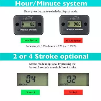 Модернизированный цифровой вибрационный тахометр, счетчик моточасов, водонепроницаемый датчик двигателя, ЖК-дисплей, сброс настроек, автоматический переход в спящий режим со сменной батареей