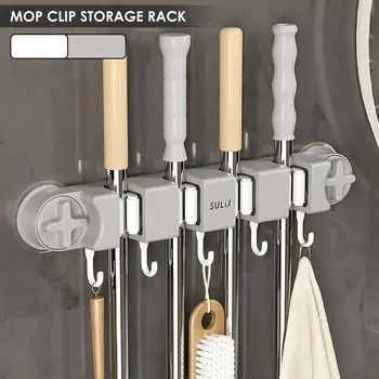 Модернизированный держатель для метлы, многофункциональный держатель для волшебной швабры с вакуумной присоской, настенный органайзер для ванной комнаты слива метлы, НОВЫЙ белый