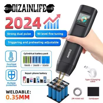 Модернизированный H2 H1 Большой цветной экран 90 передач Точечный сварочный аппарат Регулируемый мощный ручной цифровой точечный сварочный аппарат Аккумулятор Auto18650