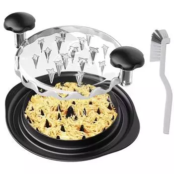 Модернизированный инструмент для измельчения курицы Twist с прозрачной крышкой, эргономичная ручка, нескользящее основание, щетка для чистки, пригодная для мытья в посудомоечной машине